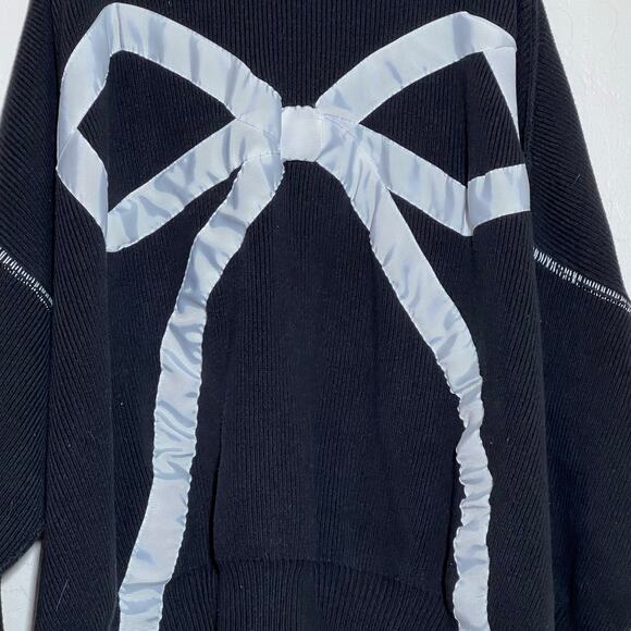 Free people x Tricia Fix Black Exploded Bow Knit Sweater Women’s Size L Nuuly - Picture 11 of 12